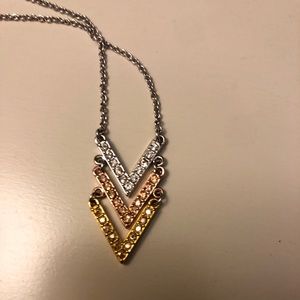 Silver, rose gold and gold necklace